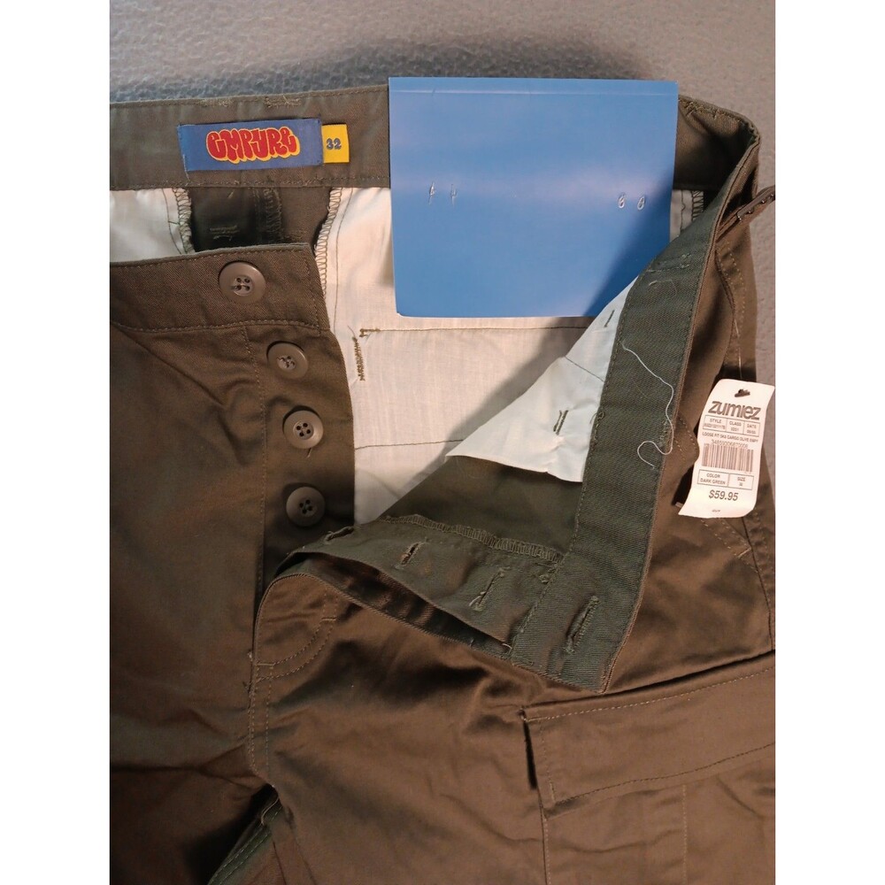 NEW Empyre loose fit relax cargo Pant Men's 32x29 Green Button Fly - Picture 3 of 14